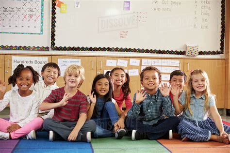 Group Portrait Of Elementary School Kids In School
