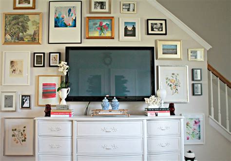 The smaller the tv on. DIY TV Gallery Wall - Shannon Claire