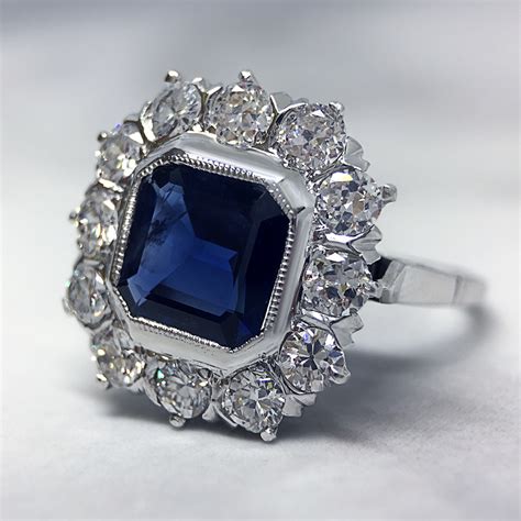 1920s Vintage Sapphire And Diamond Engagement Ring Antique Sapphire Ring