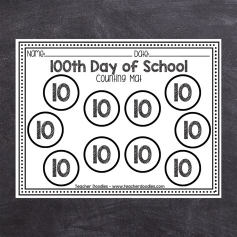 freebie 100th day counting mat teacher doodles
