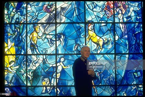 Artist Marc Chagall Standing In Front Of His Stained Glass Window