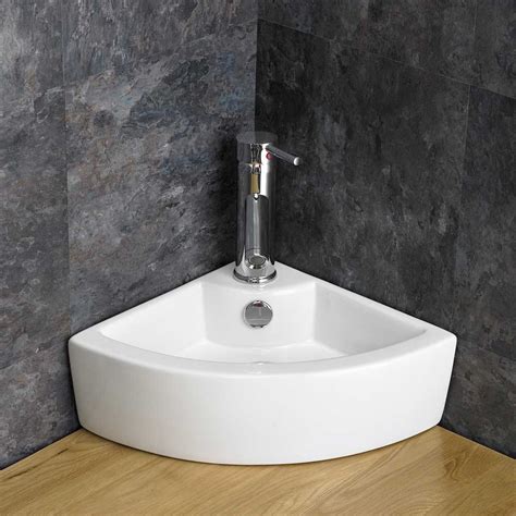Bathroom basin units add space without cluttering the room. Ohio En Suite Corner Bathroom Cabinet Oak Vanity Unit ...