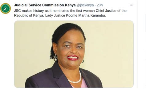 Kenya Martha Koome Nominated First Woman Chief Justice