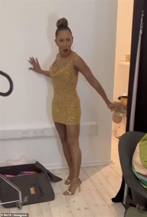 Mel B Puts On A Very Leggy Display In A Sparkling Gold Mini Dress