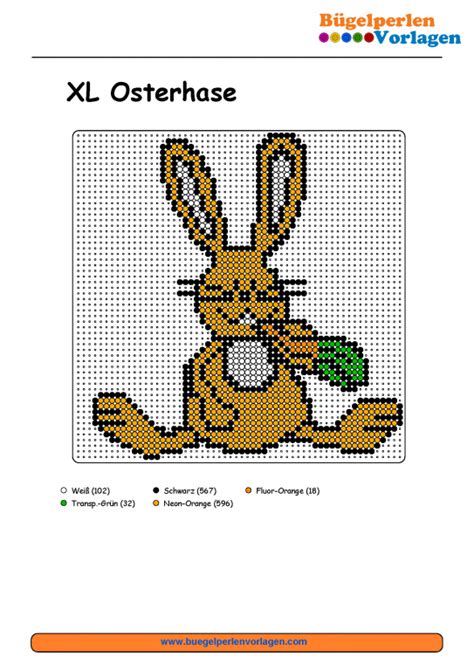 Wir haben für dich eine. Osterhase Bügelperlen Vorlage - Easter Bunny perler bead ...