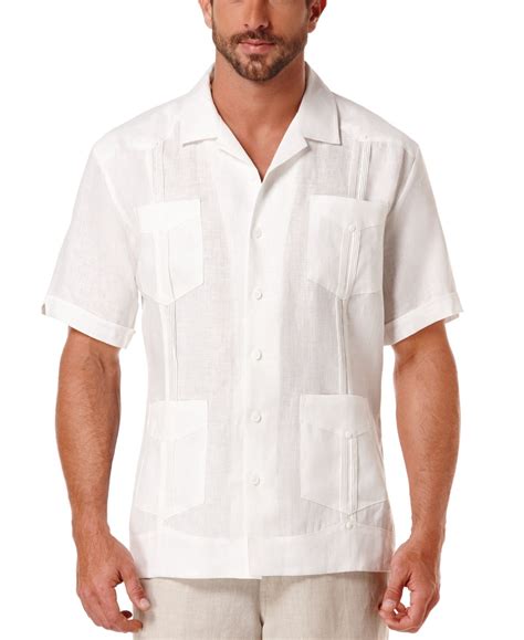 Cubavera Short Sleeve 4 Pocket 100 Linen Guayabera Shirt Bright