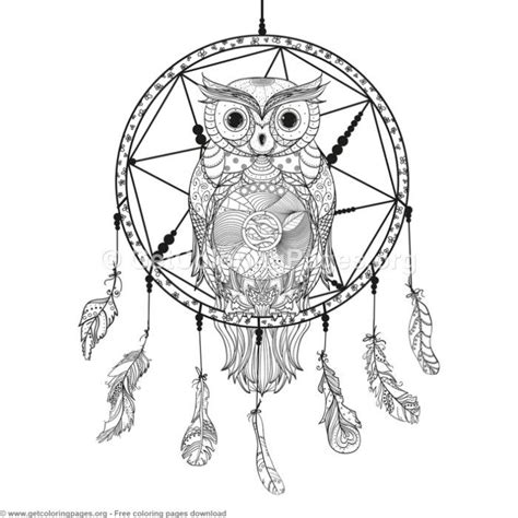 4 Owl Dream Catcher Coloring Pages Coloring