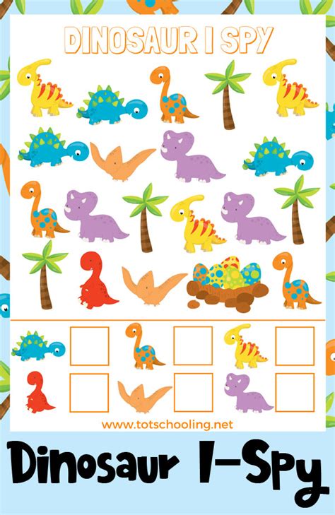 Free Dinosaur I-Spy Printable | Totschooling - Toddler, Preschool