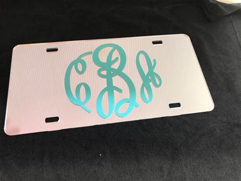 Monogram License Plate Mirrored Chrome Ultra Glitter Etsy