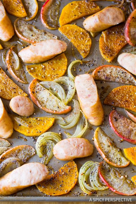 Check out this delicious recipe for chicken apple sausages from weber—the world's number one authority in grilling. Chicken Sausage Apple Squash Sheet Pan Dinner (Video)