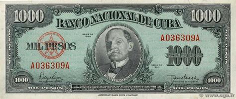 1000 Pesos Cuba 1950 P084 B791071 Banknotes