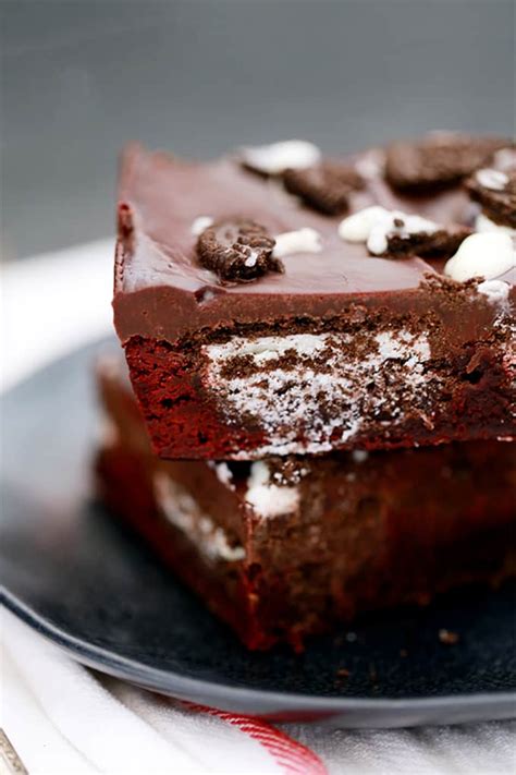 oreo stuffed red velvet brownies melanie makes