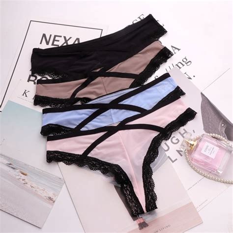 Buy Spandcity European Style Sexy Lace Panties Sex String Women Soft Satin