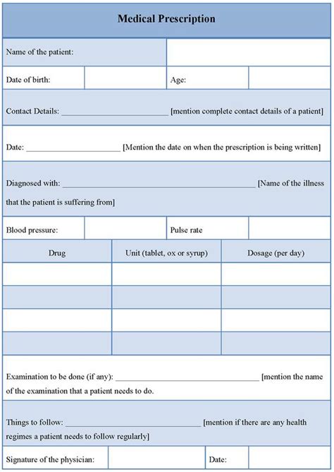 The Medical Prescription Form Is Shown In This File And Contains