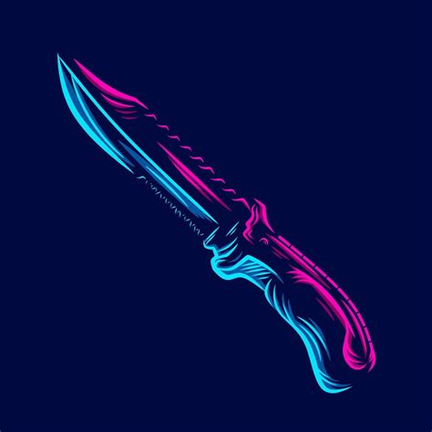 Army Combat Dagger Knife Logo Line Pop Art Portrait Colorful Design