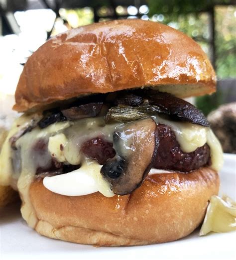 Grilled Venison Mushroom Brie Burger Wild Game Cuisine Nevadafoodies