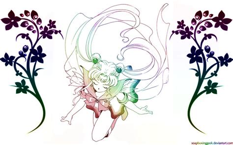 Super Sailor Moon And Flowers Wallpaper By Soapboxinggeek On