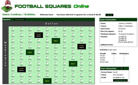 Football Pool Play Football Squares Online