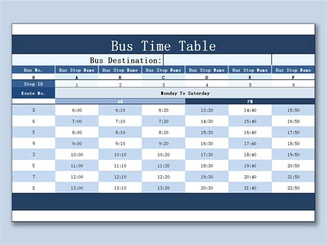 Transportation Schedule Template