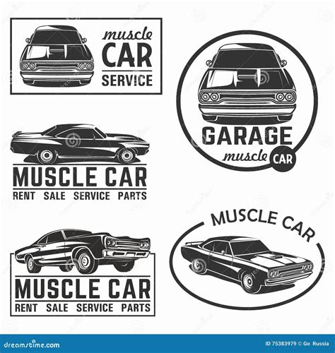 Muscle Car Logo Emblem Big Set Vector Stock Vector Illustration Of