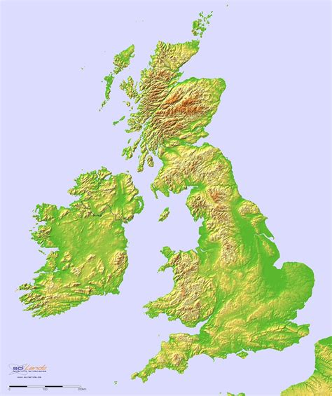 Mapa geográfico del Reino Unido UK topografía y características físicas del Reino Unido UK