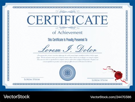 Blue Certificate Or Diploma Template Royalty Free Vector
