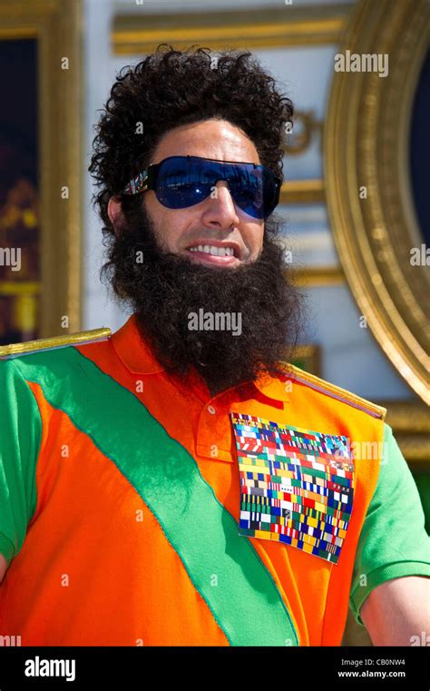 Actor Sacha Baron Cohen Dressed In Character As The Dictator At