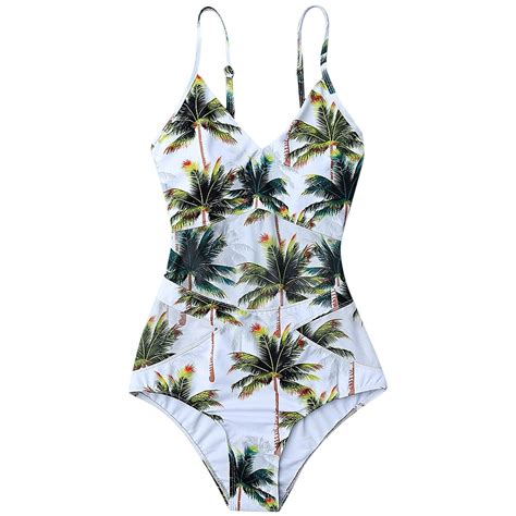 One Piece Swimsuit 2018 Sexy Coco Palm Tree Swimwear Women Swimsuit Summer Beach Bathing Suits