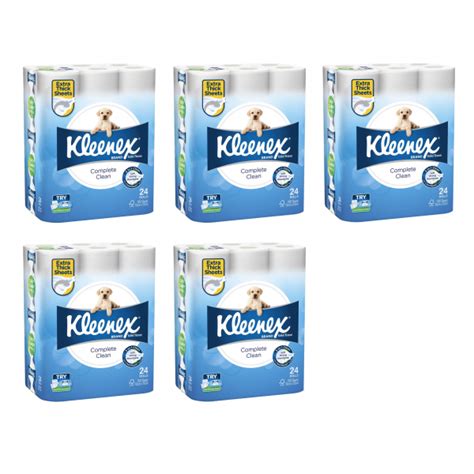 Kleenex Complete Clean White Toilet Tissue 24 Rolls Bulk Buy 5 Pack