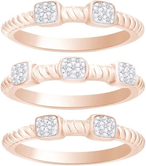 14k Rose Gold Over Sterling Silver Round Cut White Natural Diamond Rope