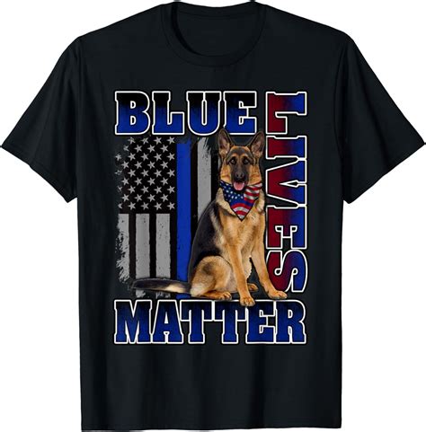 Police Officer K9 Dog Shirt Blue Lives Matter Blue Line