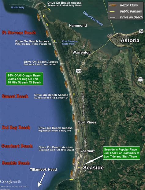 Seaside And Clatsup Spit Map