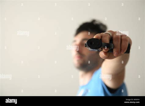Man Pointing Hand Gun Camera Hi Res Stock Photography And Images Alamy