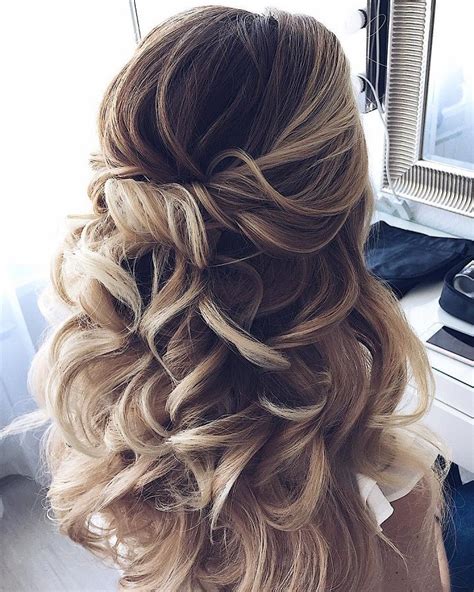 Half Up Half Down Waves Hairstyle Partial Updo Wedding