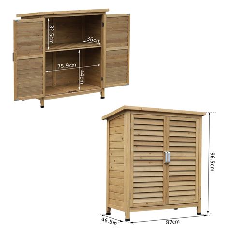 Outsunny Garden Shed Wooden Garden Storage Shed 2 Door Unit Solid Fir