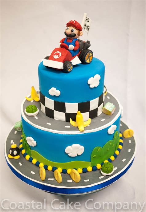 Birthday party ideas | super mario cake, mushroom cake, cake pops. Mario Kart Themed Birthday Cake - CakeCentral.com