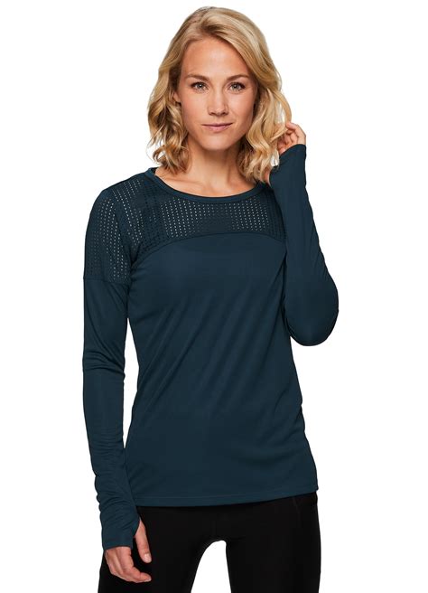 rbx active women s long sleeve ventilated mesh lightweight running workout crewneck t shirt