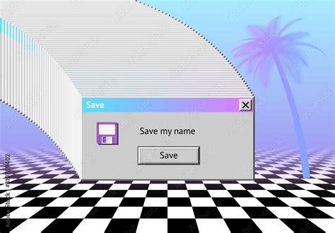 Abstract Vaporwave Aesthetics Background With 90s Style System Message