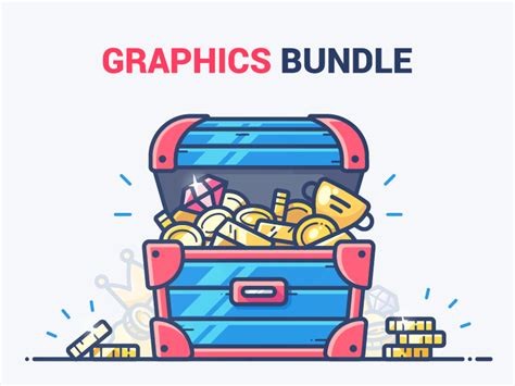 An Open Trunk Filled With Gold Coins And The Words Graphics Bundle On