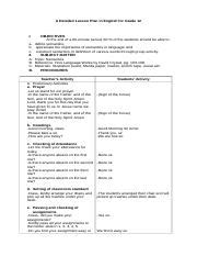 detailed lesson plan  english  grade docx  detailed lesson