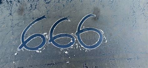 Number 666 On Frosty Car Window Background Hell Death And Satan