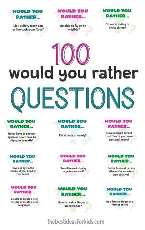 Would You Rather Questions For Kids Printable