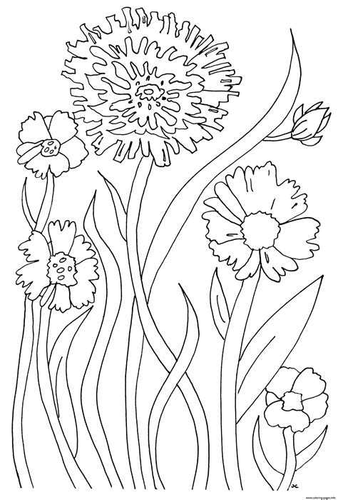 Download Simple Flowers For Adult Relaxing Coloring Pages Printable