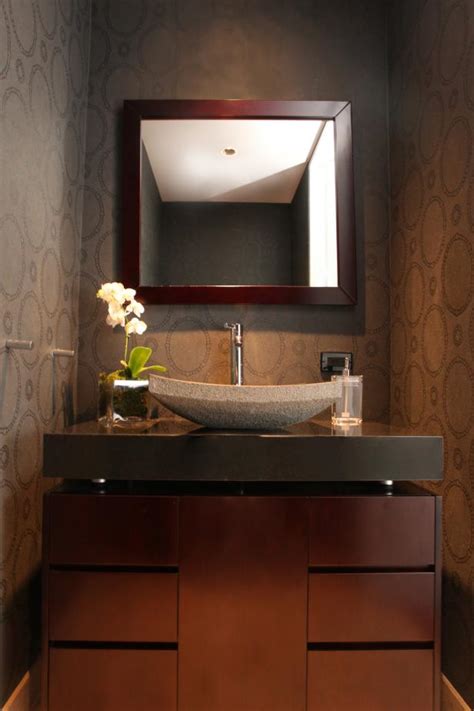 Contemporary Powder Room Features Sophisticated Vanity