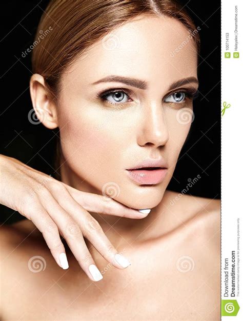 portrait of beautiful woman model with makeup and clean healthy skin stock image image of