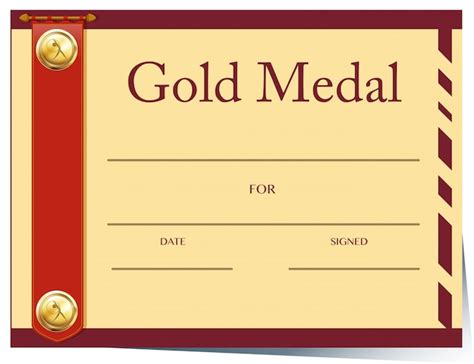 Plantilla De Certificado Para La Medalla De Oro En Papel Vector Gratis