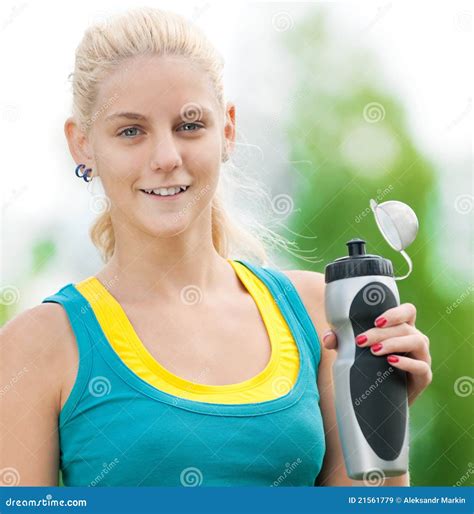 Woman Drinking Water After Exercise Royalty Free Stock Images Image