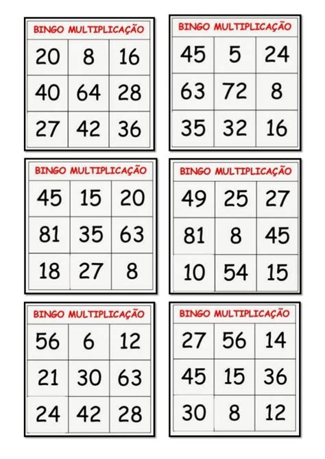 Varal De Atividades Bingo Da MultiplicaÇÃo