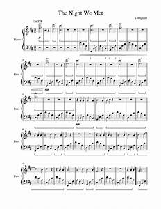 The Night We Met Sheet Music For Piano Solo Musescore Com