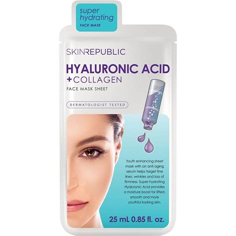 skin republic hyaluronic acid and collagen face mask sheet 25ml dennis williams from uk
